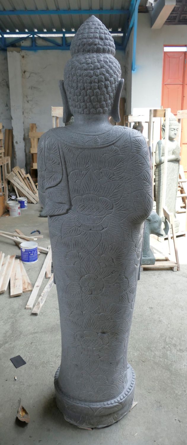 Stehender Buddha mit floralen Mustern - 179cm