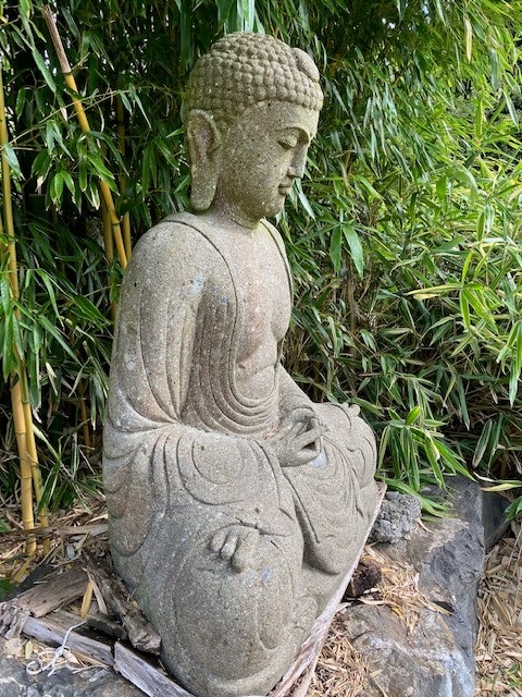 Buddha-110cm-2 Sitzender japanischer Buddha aus Basanit - ca. 110cm