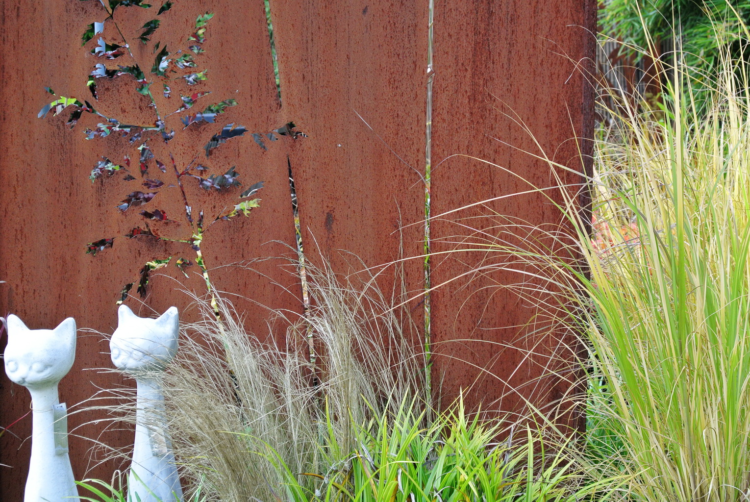 Rostwand-nah Wand aus Cortenstahl - Gartendeko