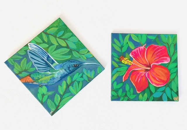 1ED11A20-B6AF-4D4F-A785-09A509A5441D Exotic Hibiskus Kolibri painting - original and print