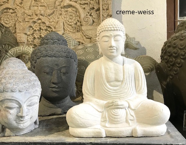 Jap-Buddha-white Japanischer Buddha aus Lavastein - 40cm