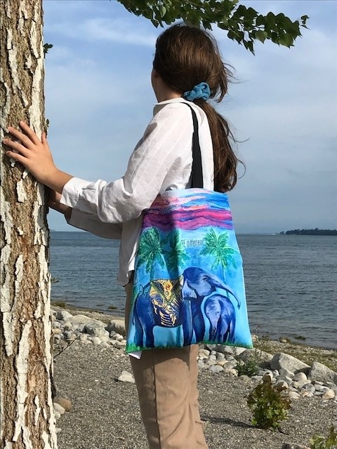 Tasche-Elefanten Kunst Baumwolltasche- fine art bag