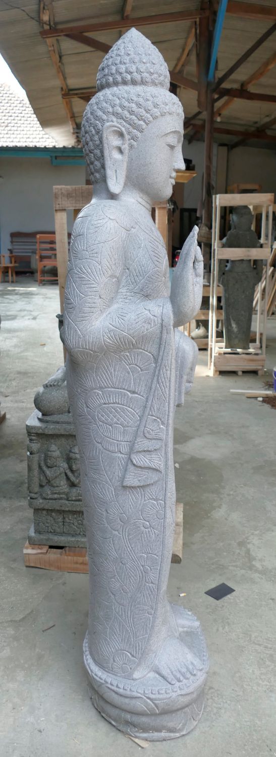Stehender Buddha mit floralen Mustern - 179cm