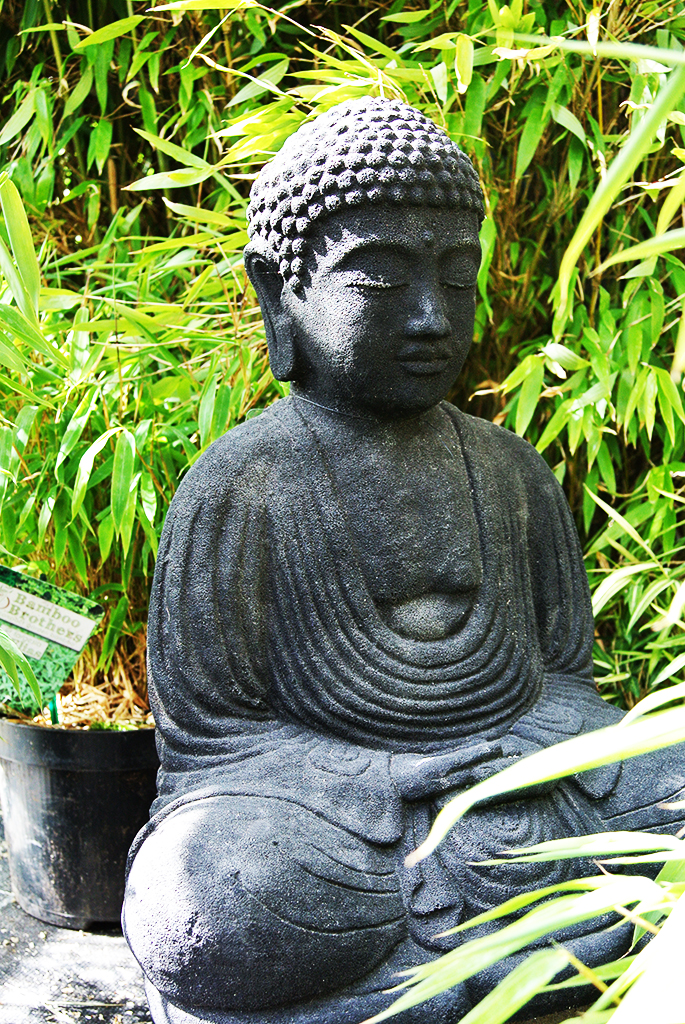 BuddhaLotussitz2 Japanischer Buddha aus Lavastein - 40cm