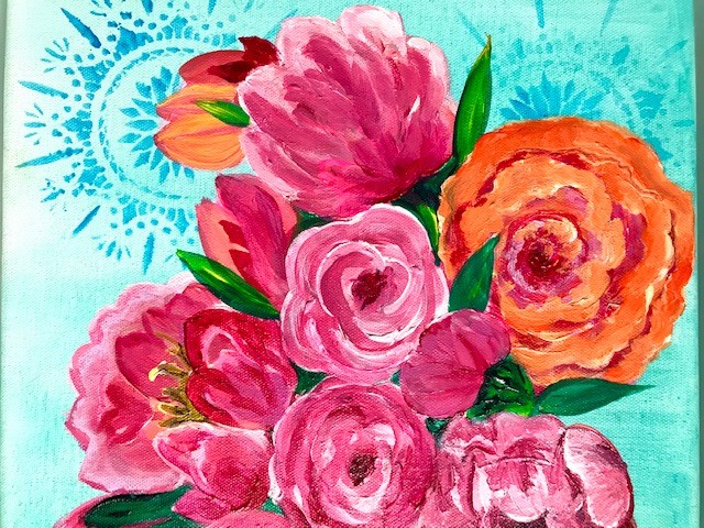 FLOWER LOVE - Original Gemälde im Rahmen