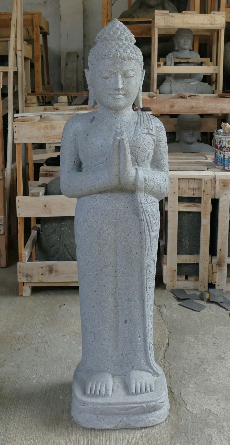 Stehender Buddha mit floralen Mustern - 123cm