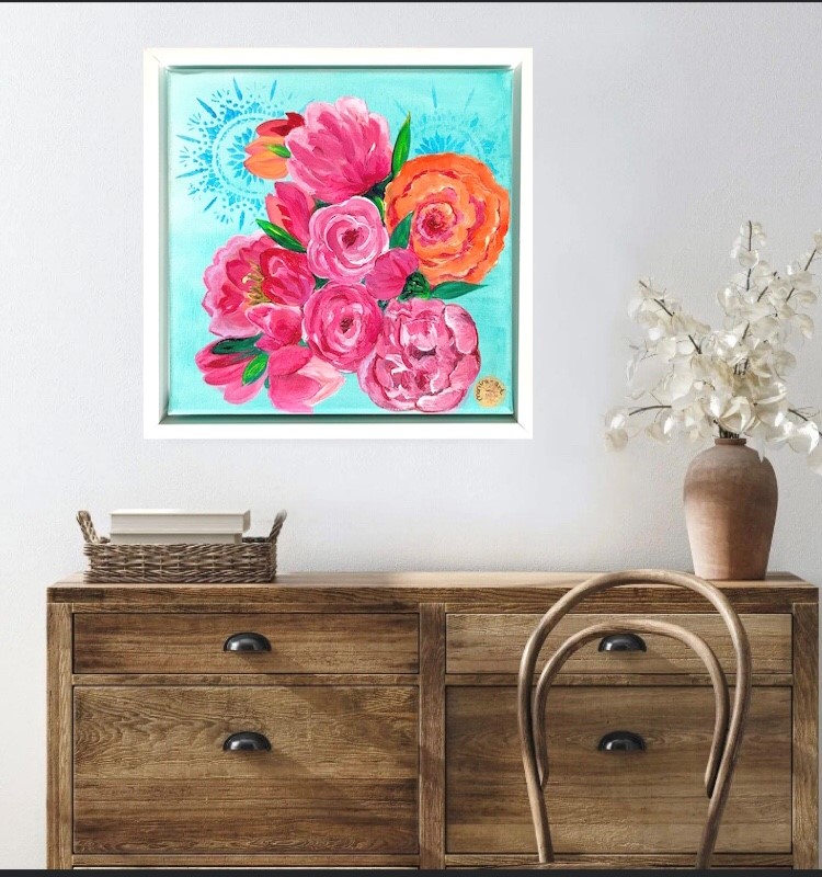 FLOWER LOVE - Original Gemälde im Rahmen