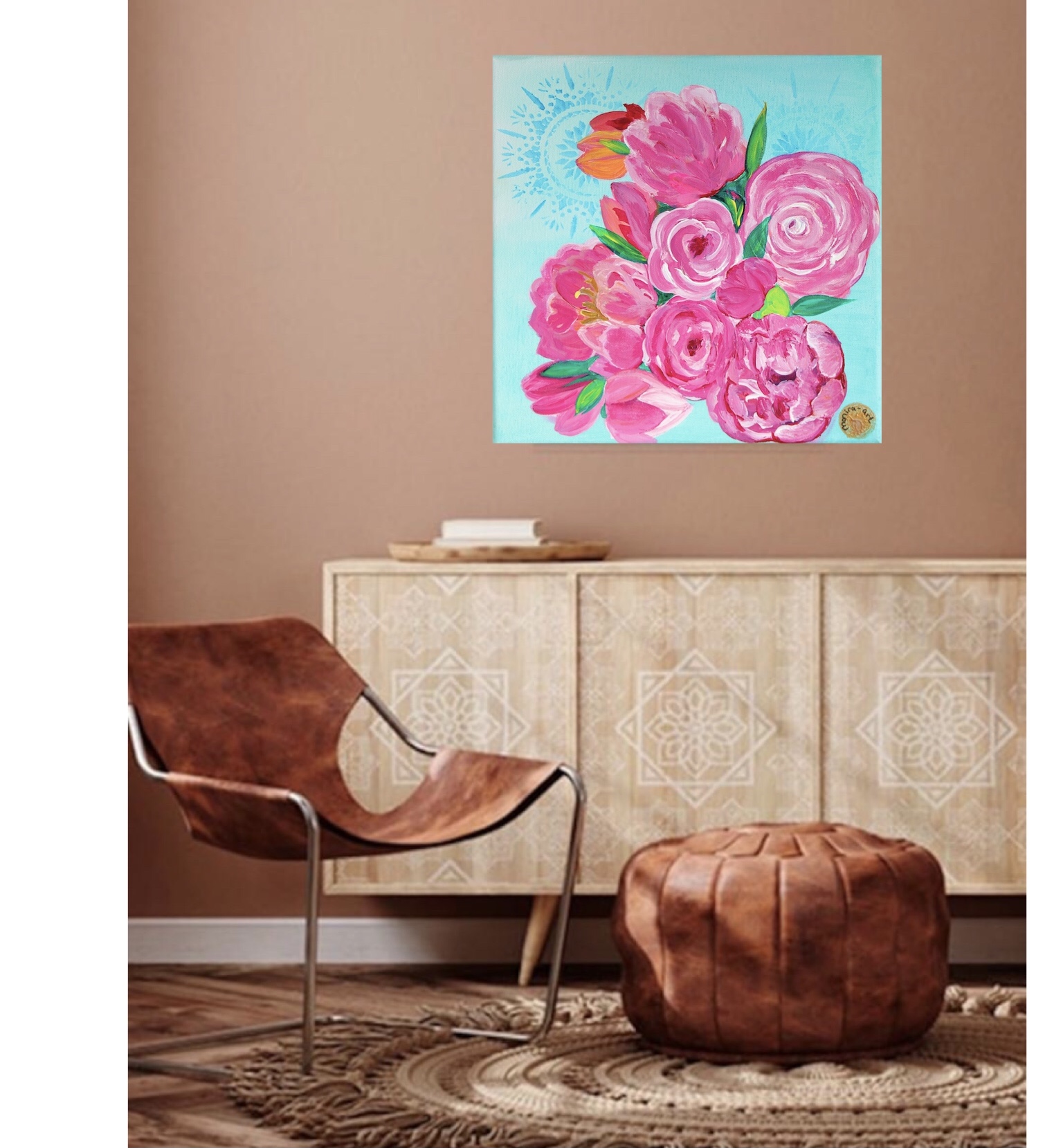 FLOWER LOVE - Original Gemälde im Rahmen