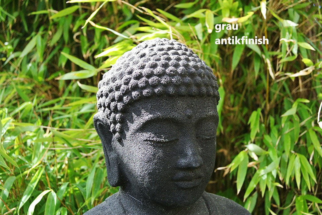 Jap-Buddha-grau-antikfinish Japanischer Buddha aus Lavastein - 40cm