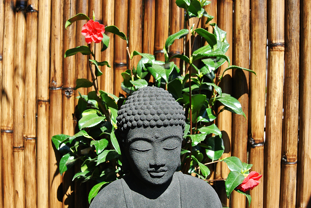 BuddhaSitzMedi-Dunkel3 Japanischer Buddha aus Lavastein - 40cm