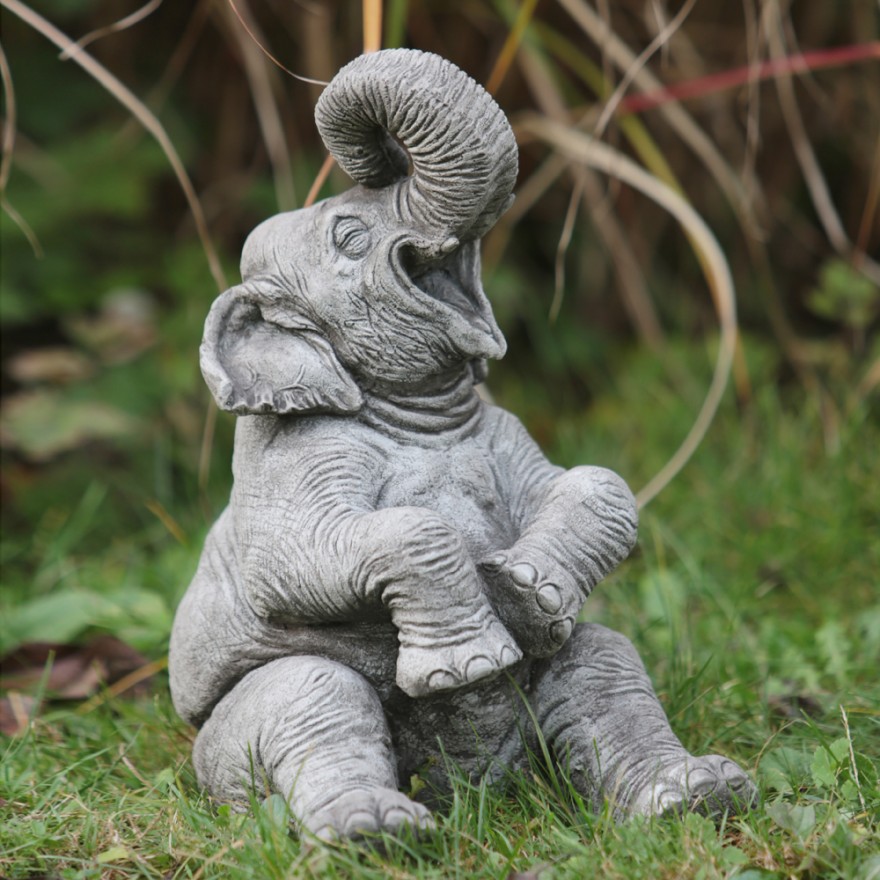 Lachender-Elefant Fröhlicher Elefanten Brunnenfigur