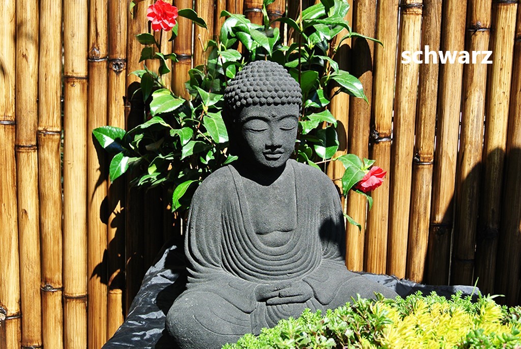 Jap-Buddha-schwarz Japanischer Buddha aus Lavastein - 40cm