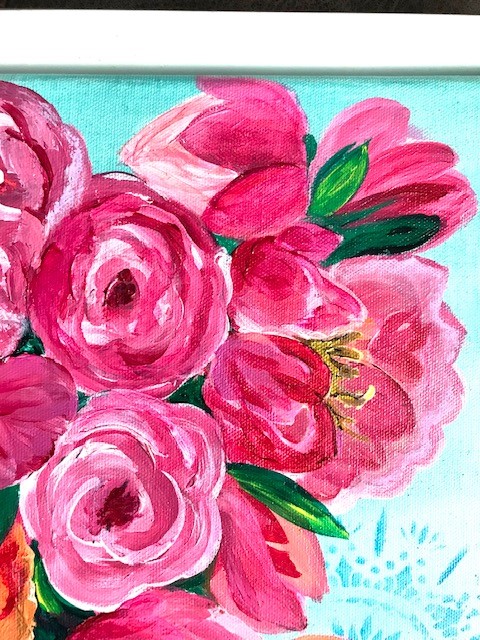 FLOWER LOVE - Original Gemälde im Rahmen