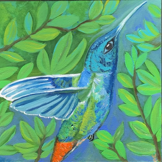 271B6A30-D96E-455E-97F7-34E2AC33D215 Exotic Hibiskus Kolibri painting - original and print