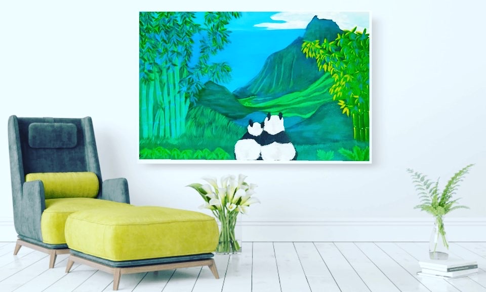 2D2181B3-2421-428F-8EBA-E6EBB23F1ACB Panda Dream painting - print