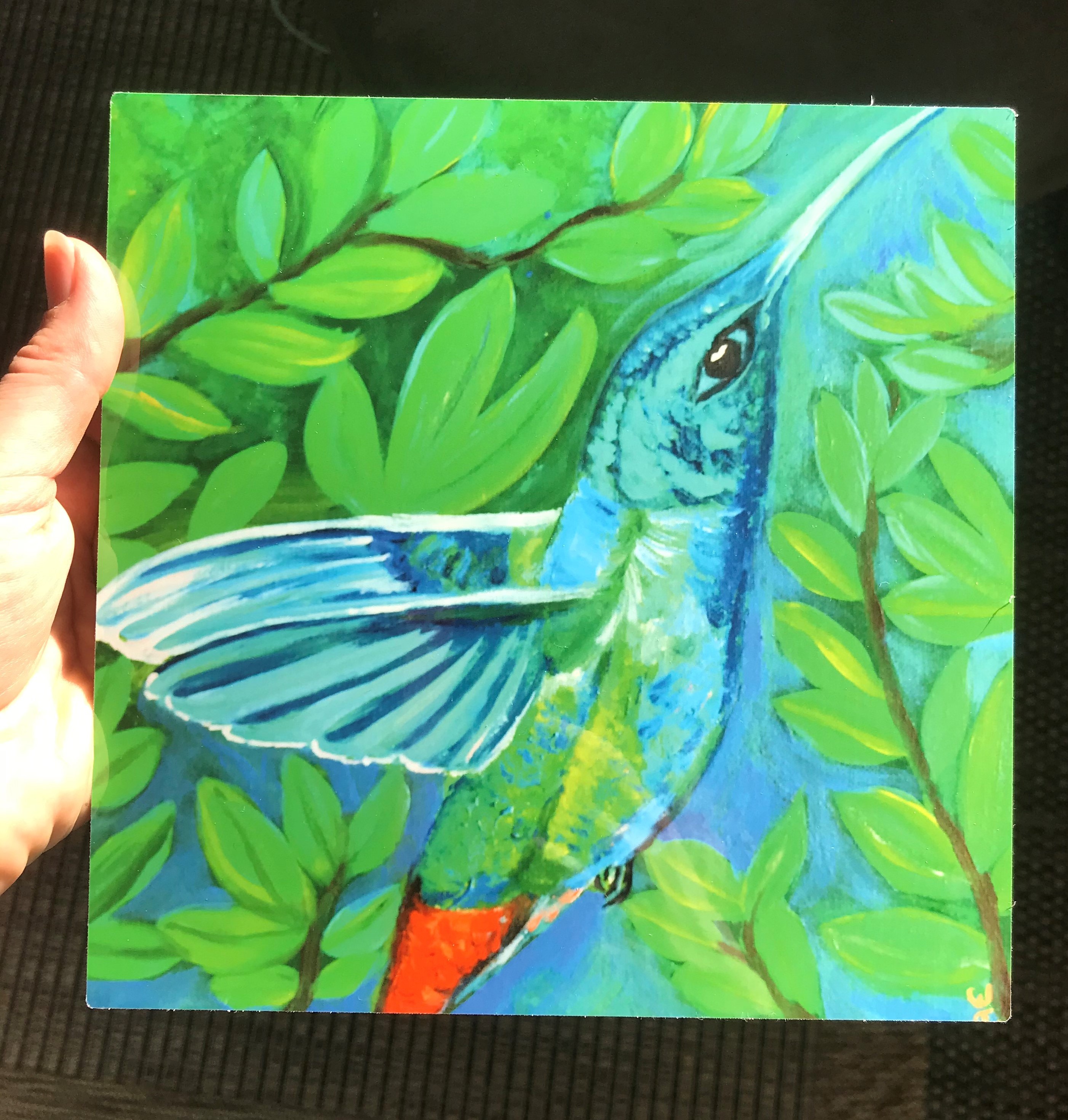 Kolibri-Print-Alu-Dibond Exotic Hibiskus Kolibri painting - original and print