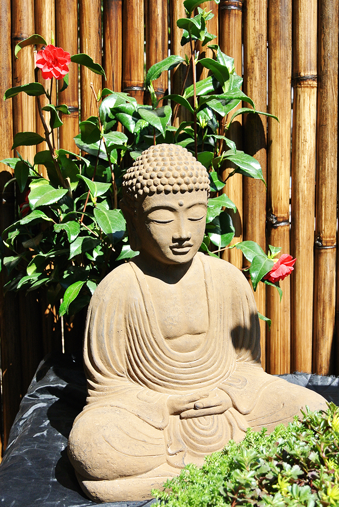 BuddhaSitzMedi-Beige1 Japanischer Buddha aus Lavastein - 40cm