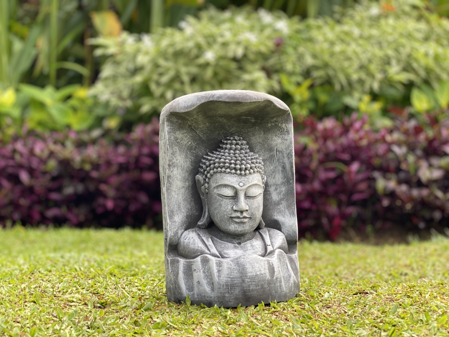 Anwar, Buddha Büste - Relief im Baumstamm 