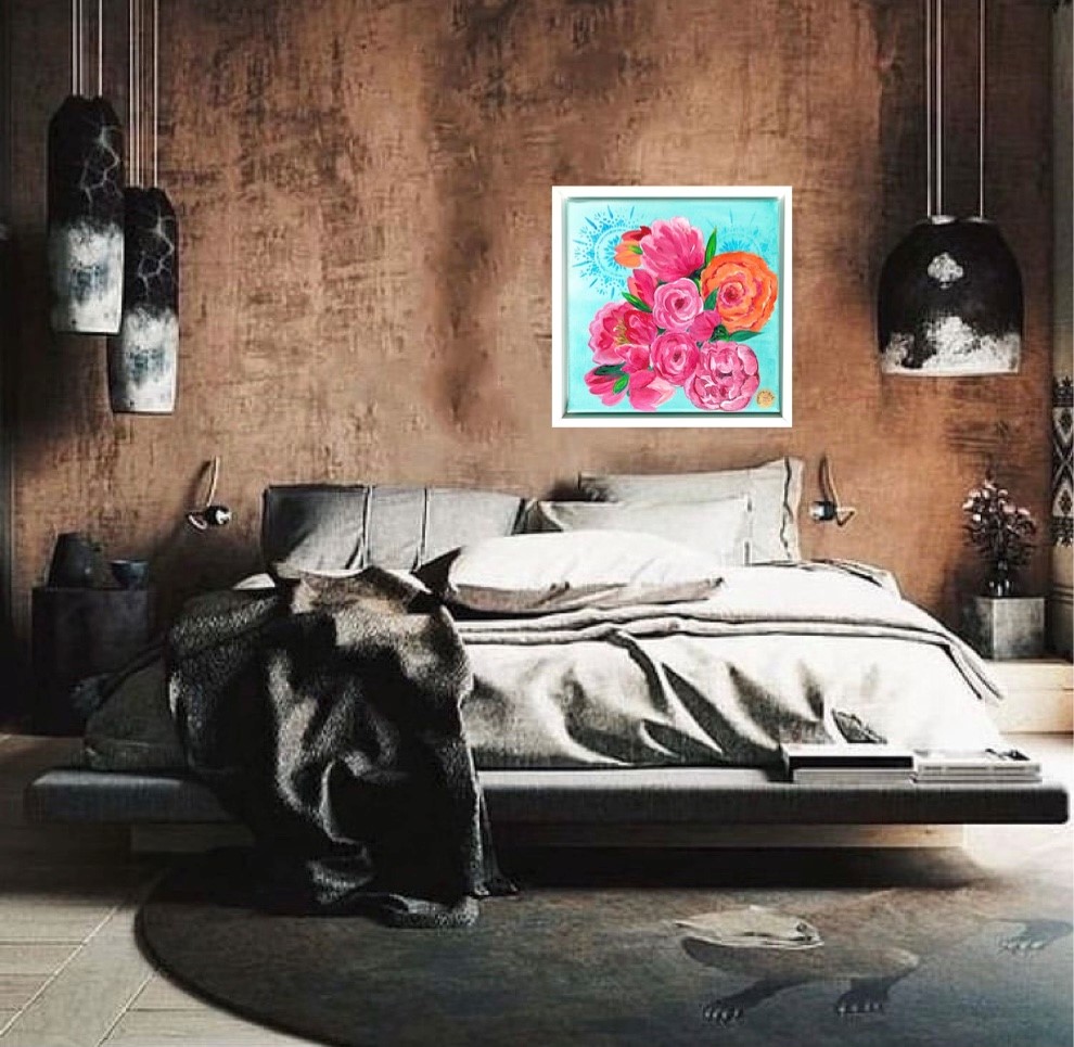 FLOWER LOVE - Original Gemälde im Rahmen