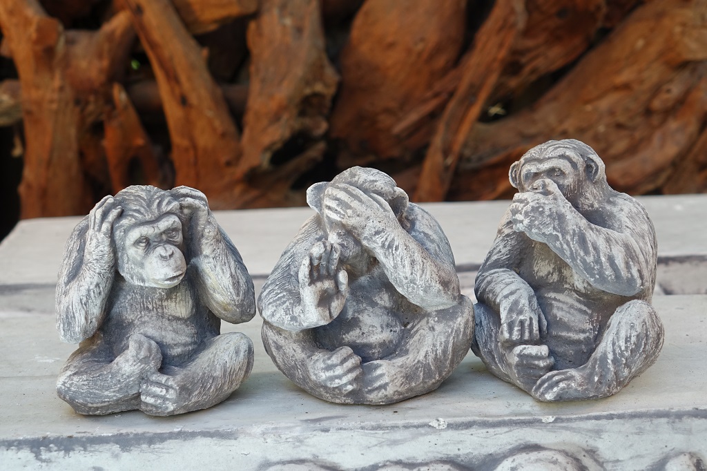 Affen-klein-nicht-h-rend-etc Affen Steinfiguren - Nicht gehört, nicht gesprochen, nicht gesehen