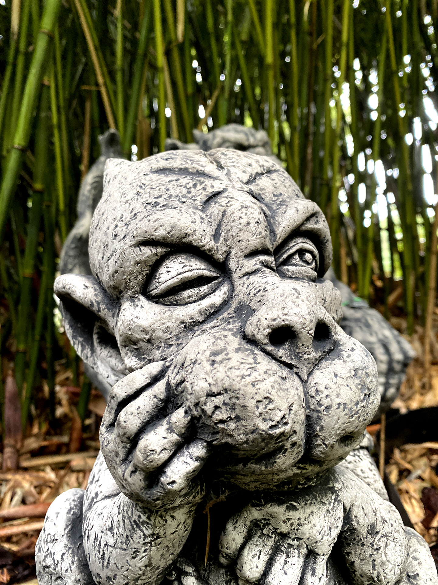 Gargoyle mit Schild in Ketten