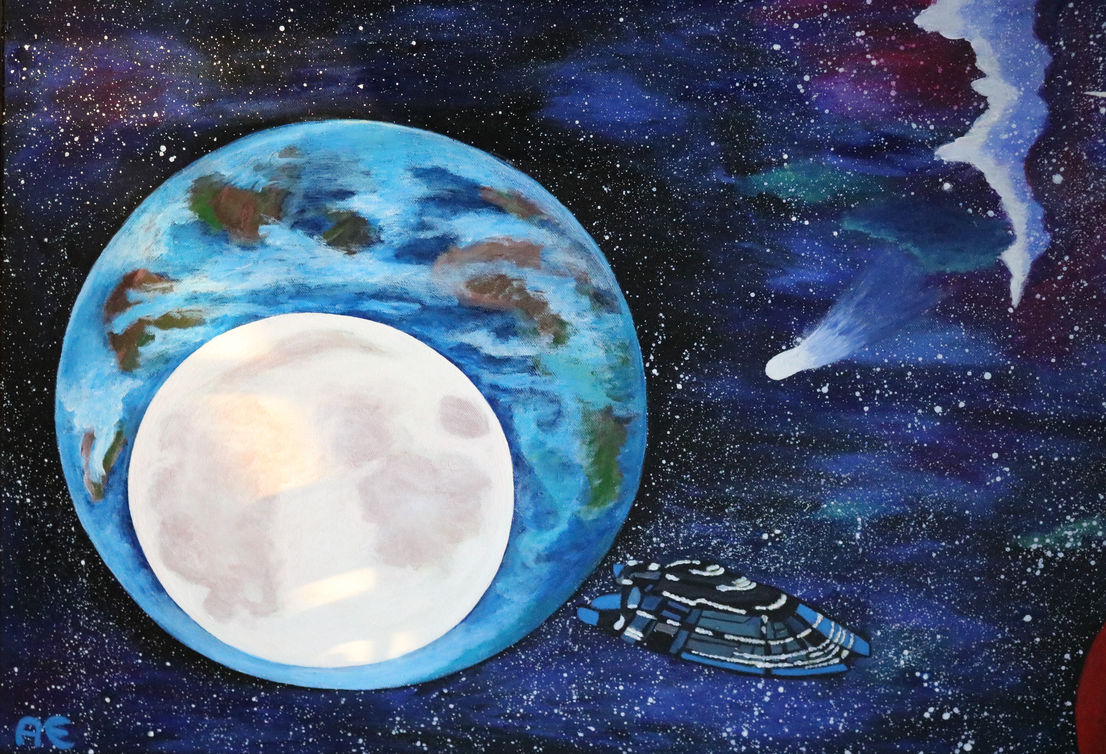 moon-close-up Universe painting - Original and print