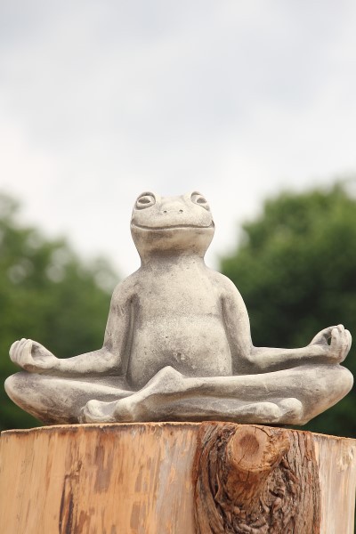 YOGA FROSCH GOLD RELAX LOTUSSITZ Garten Deko Figur FENG SHUI MEDITATION Skulptur 