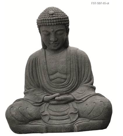 Japanischer Buddha aus Lavasteinguss - 65cm