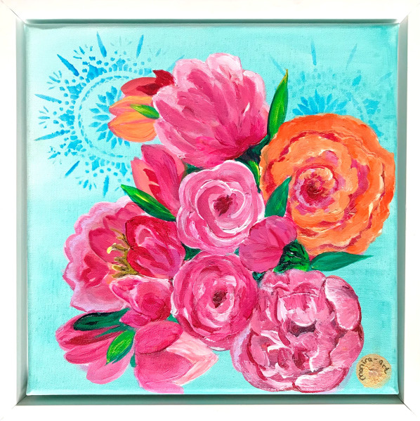 FLOWER LOVE - Original Gemälde im Rahmen